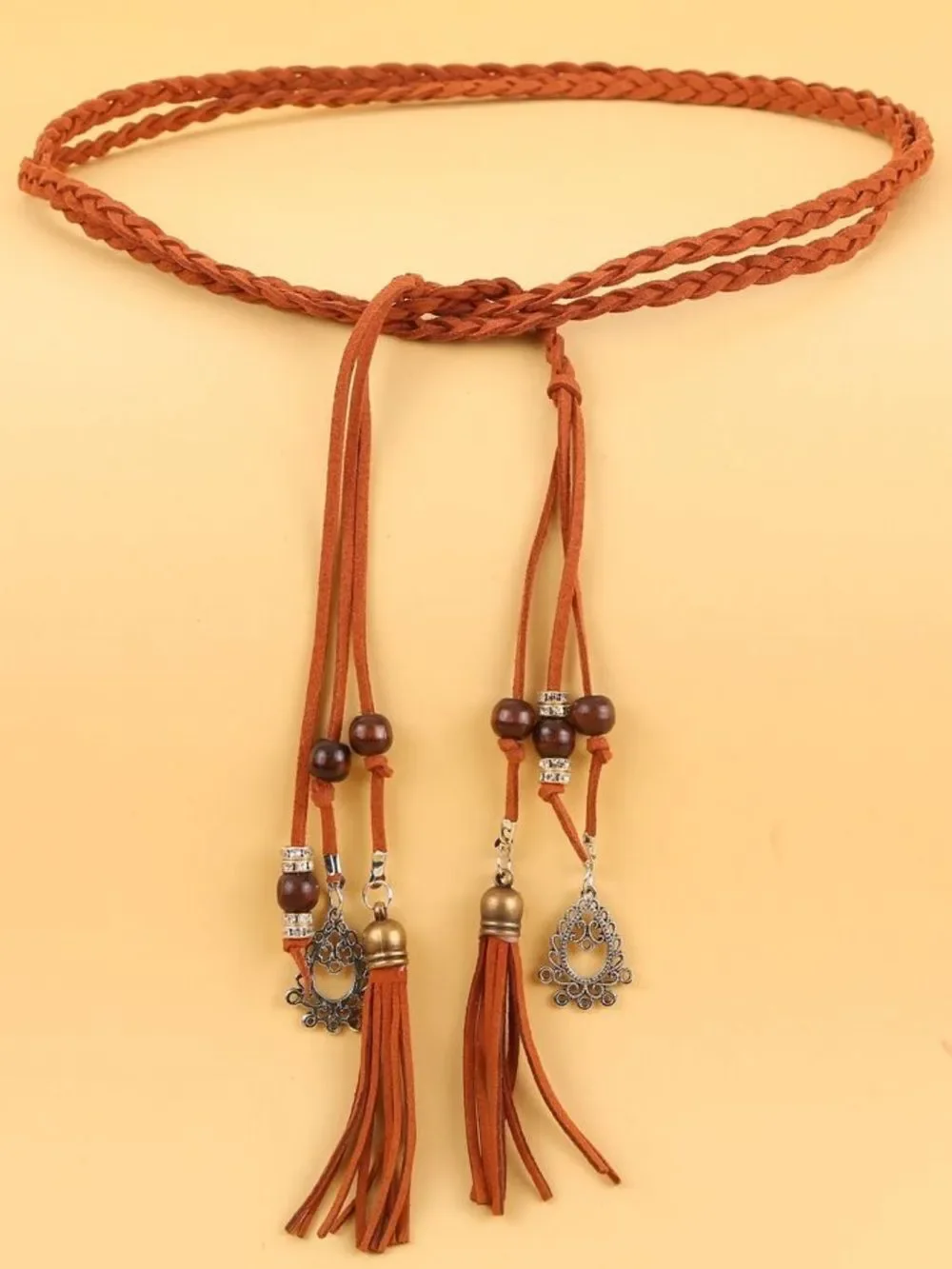 Braided Suede Tassel Belt S1421